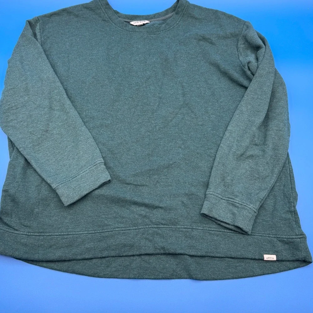 ORVIS Classic Collection Crewneck Sweatshirt Pullover Teal Heathered XXL